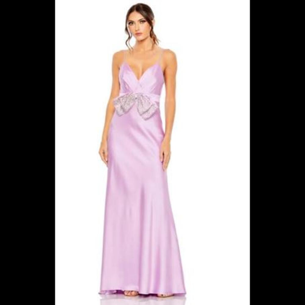 NEW! RHINESTONE BOW CAMI DRAPED TRUMPET GOWN MSRP $498